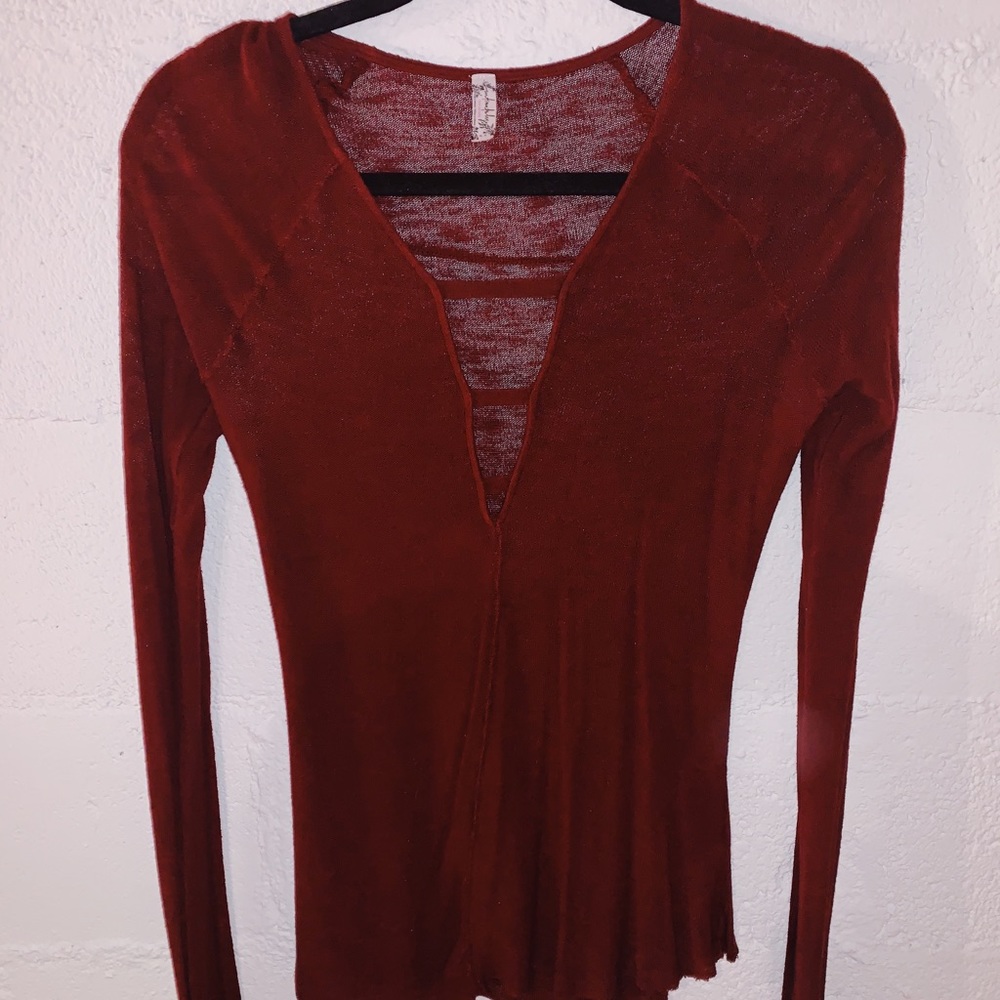 Free People Ladder V-Neck Sweater